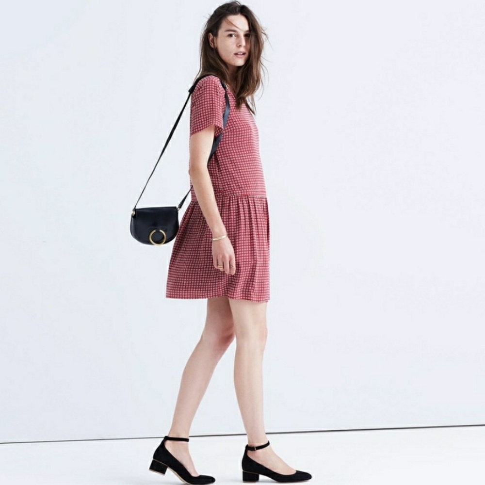 《Madewell》Silk Ascot Tile Dropped Waist Mini Dress